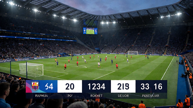 体育赛事直播画面，比赛现场与实时比分信息同屏呈现